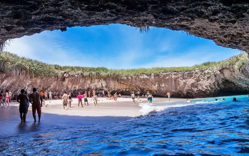 Hidden beach locates on the Marieta islands, a few miles off the coast of Nayarit, Mexico.