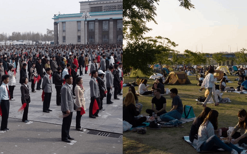 Chùm ảnh cho thấy sự tương phản lớn giữa Hàn Quốc và Bắc Triều Tiên
