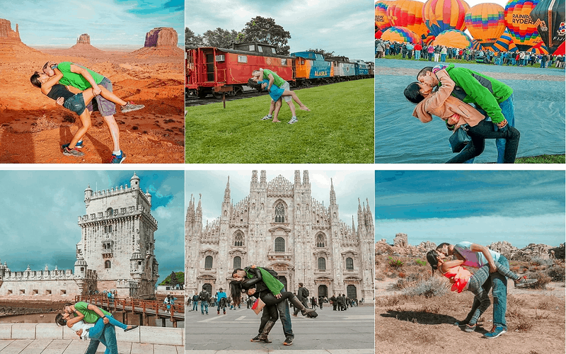 Cặp đôi “pose” hình hôn độc đáo tại tất cả các thành phố họ ghé thăm