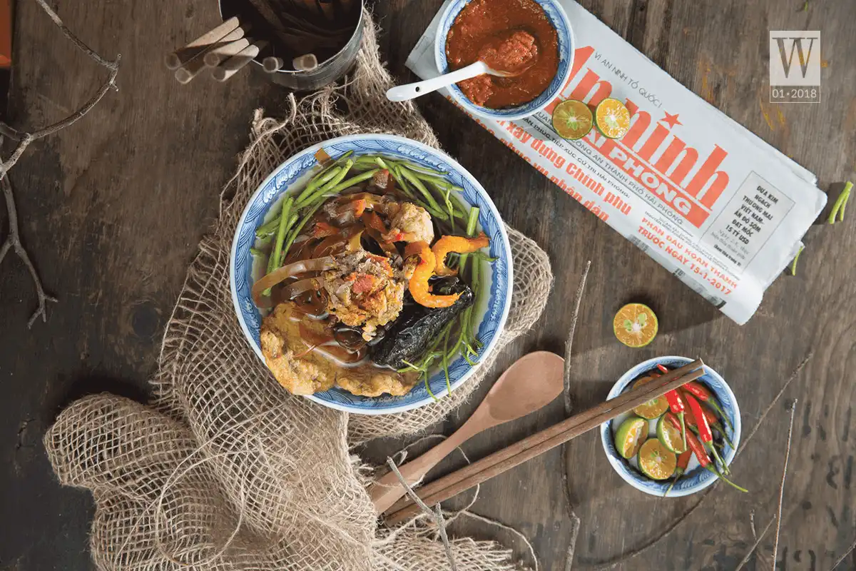 Món bánh đa cua An Biên trông rất hấp dẫn