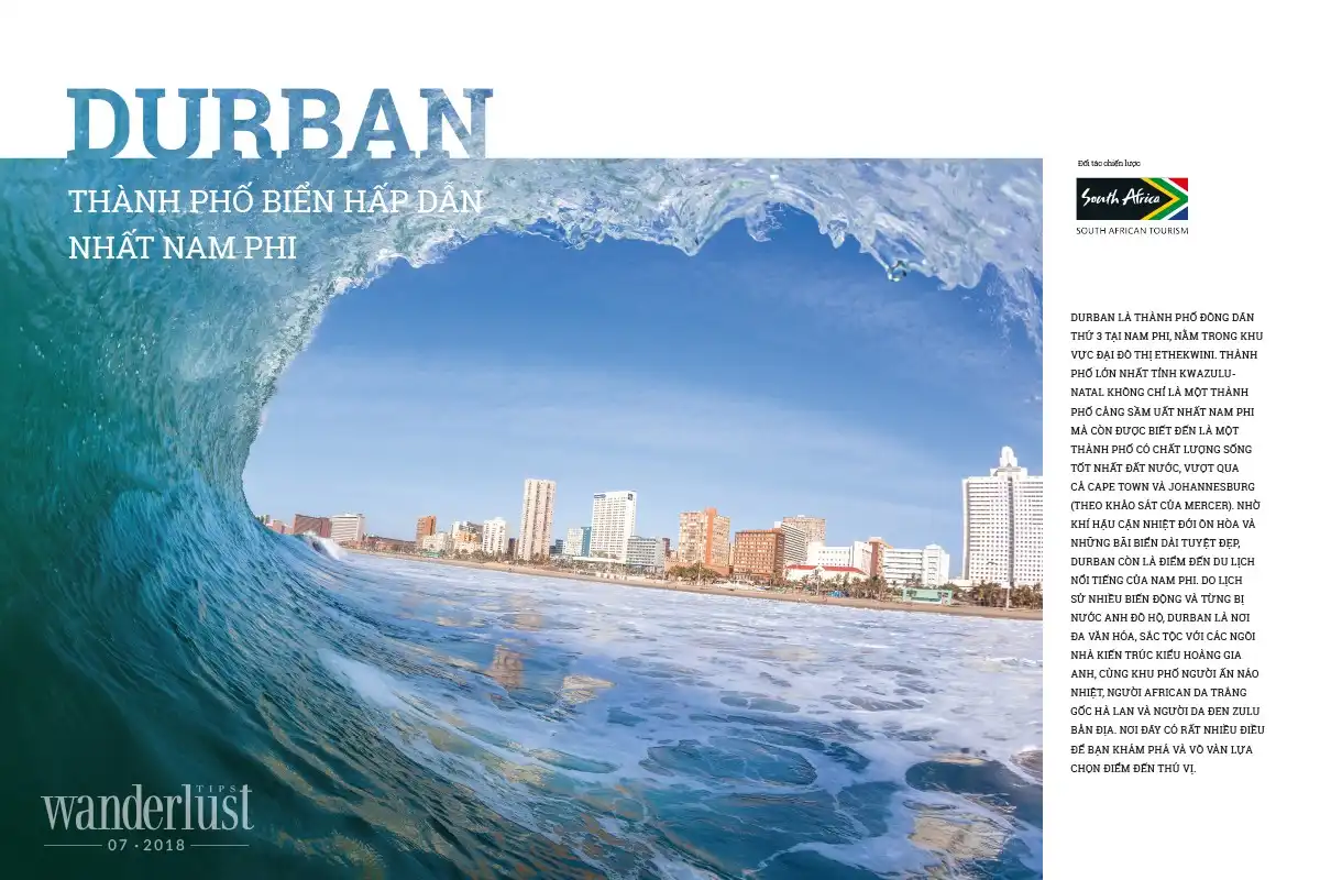 Tạp chí Du lịch Wanderlust Tips Durban: Thành phố biển hấp dẫn nhất Nam Phi