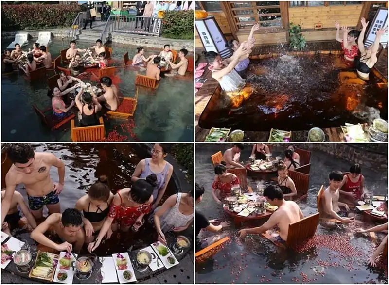 Tạp chí du lịch Wanderlust Tips | Du khách thích thú trải nghiệm tắm trong "nồi lẩu Tứ Xuyên" ở Trung Quốc 