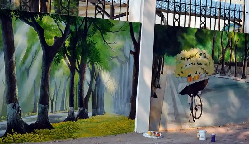 Tranh bích họa tái hiện Hà Nội xưa trên phố Phan Đình Phùng 6 Tạp chí du lịch Wanderlust Tips | Tranh bích họa tái hiện Hà Nội xưa trên phố Phan Đình Phùng