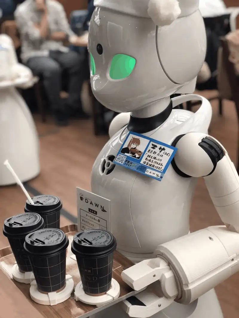 Tạp chí du lịch Wanderlust Tips Dawn ver.β, quán cà phê toàn robot phục vụ ở Nhật Bản