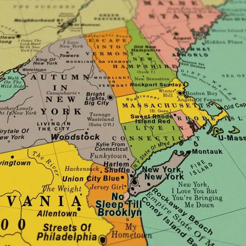 Tạp chí du lịch Wanderlust Tips USA Song Map: Tấm bản đồ đặc biệt được tạo nên từ những bài hát