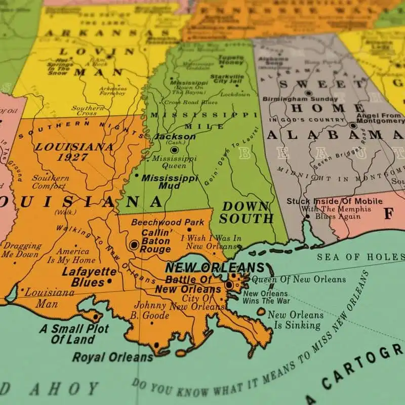 Tạp chí du lịch Wanderlust Tips USA Song Map: Tấm bản đồ đặc biệt được tạo nên từ những bài hát