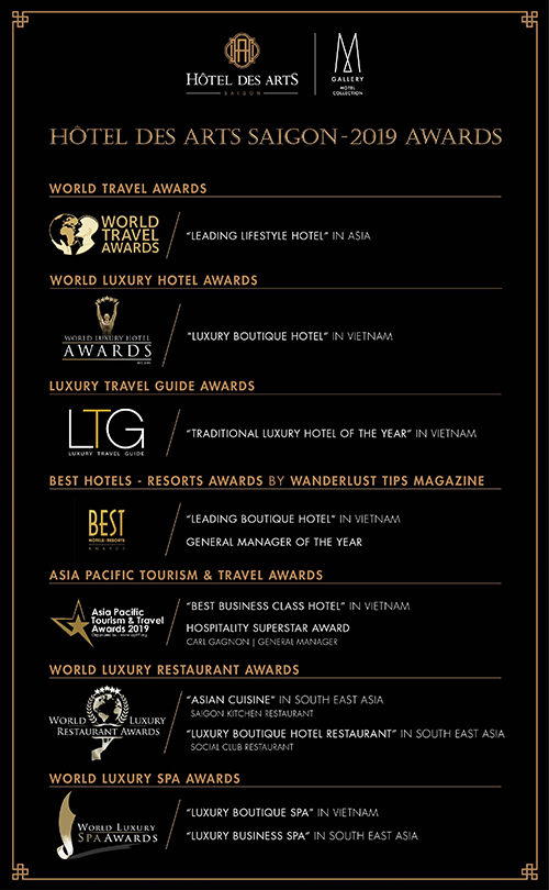 Hôtel des Arts Saigon vươn tới cột mốc 7 giải thưởng quốc tế trong năm 2019 5 2019 awards hotel des arts saigon