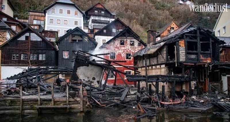 Thị trấn cổ nghìn năm Hallstatt (Áo) thiệt hại sau vụ cháy lớn Thị trấn cổ nghìn năm Hallstatt (Áo) thiệt hại sau vụ cháy lớn