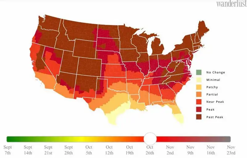 Tạp chí du lịch Wanderlust Tips | Bản đồ bật mí những địa điểm ngắm lá mùa thu đẹp nhất nước Mỹ